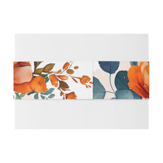 ネイビーブルーとオレンジ結婚牡丹 招待状ベリーバンド (裏面例)