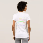 ネイビーブルーとカラーの世界中のクリスマス Tシャツ (裏面フル)