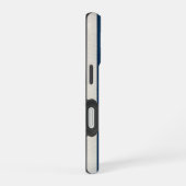 ネイビーブルーとクリームの縦ストライプ シームレス iPhone 16ケース (右側面)