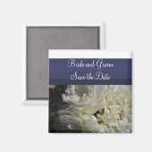 ネイビーブルーとクリームバラ保存日 マグネット (正面/裏面)