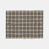 ネイビーブルーとクリームプラ素朴イド フリースブランケット (正面(横))