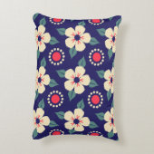 ネイビーブルーとクリーム花 アクセントクッション (裏面(縦))