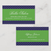 ネイビーブルーとグリーンかわいいモダン水玉模様 名刺 (正面/裏面)