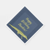 ネイビーブルーとグリーンのメンズアリゲーターバースデーパーティー スタンダードランチョンナプキン (角)