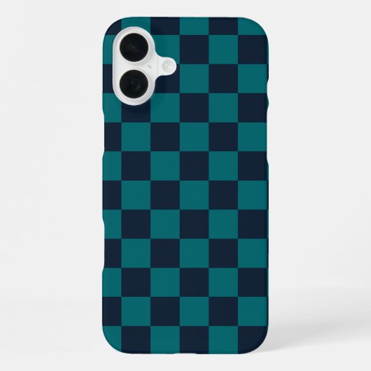 ネイビーブルーとグリーンの市松模様 iPhoneケース (裏面)