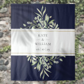 ネイビーブルーとグリーンの結婚式 フォトブース 背景 タペストリー