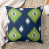 ネイビーブルーとグリーンイカット枕 クッション (ブランケット)