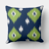 ネイビーブルーとグリーンイカット枕 クッション (裏面)