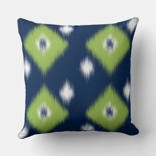 ネイビーブルーとグリーンイカット枕 クッション (裏面)