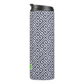 ネイビーブルーとグリーンギリシャ鍵モノグラム タンブラー (回転右)