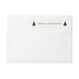 ネイビーブルーとグリーンプレイドクリスマス差出人住所 ラップアラウンドラベル