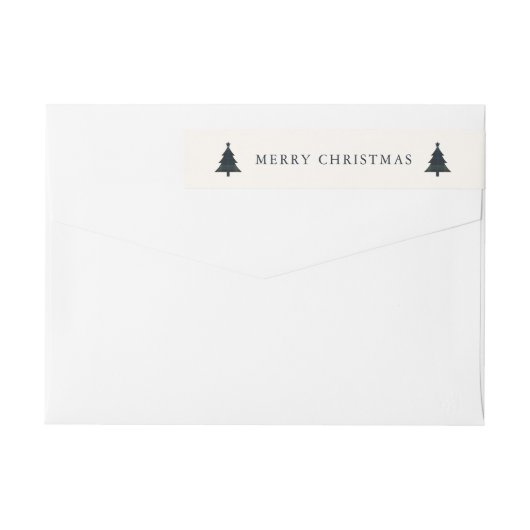 ネイビーブルーとグリーンプレイドクリスマス差出人住所 ラップアラウンドラベル (裏面)