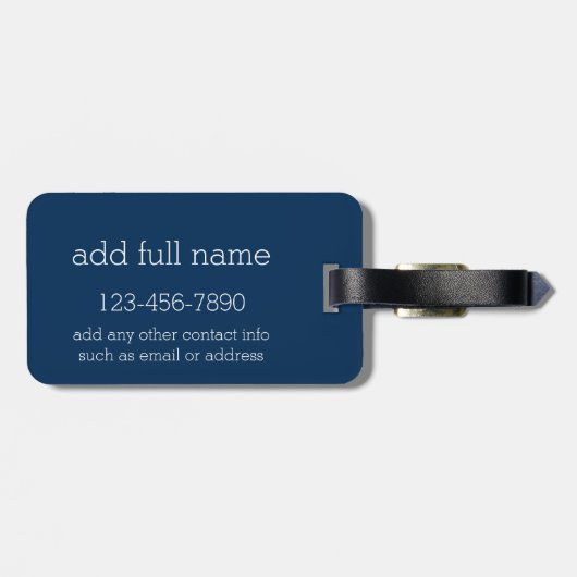ネイビーブルーとグレーラグビーストライプ名前をカスタムする ラゲッジタグ (裏面横)