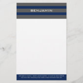 ネイビーブルーとグレーラグビーストライプ名前をカスタムする 便箋 (正面)