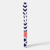 ネイビーブルーとコーラルシェブロンカスタムモノグラム Case-Mate iPhoneケース (裏面 / 左)