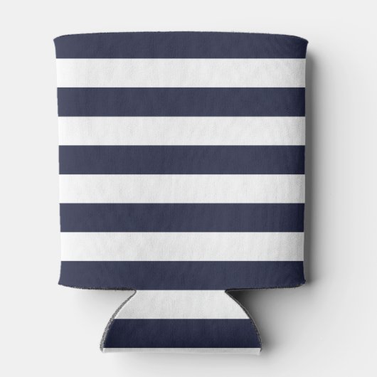 ネイビーブルーとコーラル名門私立校風のズストライプモノグラム 缶クーラー (裏面)