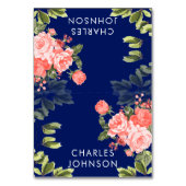 ネイビーブルーとコーラル結婚フラワー |座席表 テーブルナンバー (正面)