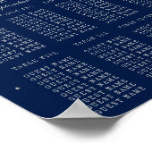 ネイビーブルーとゴージャスシルバーのコンフェッティ ウェディング 席次表 ポスター (角)
