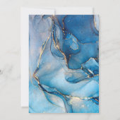 ネイビーブルーとゴールドのアゲートのモノグラム結婚式 招待状 (裏面)