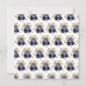 ネイビーブルーとゴールドのエレガントな花の誕生日パーティー 招待状 (裏面)