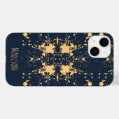 ネイビーブルーとゴールドのセレスタル柄 Case-Mate iPhoneケース (裏面 (横))