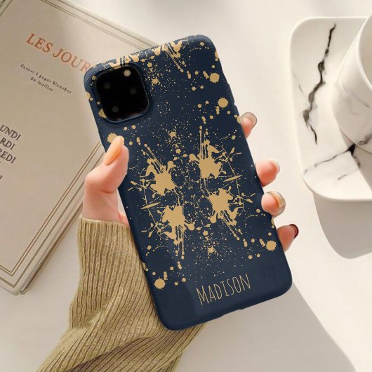 ネイビーブルーとゴールドのセレスタル柄 Case-Mate iPhoneケース