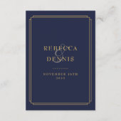 ネイビーブルーとゴールドのデコウェディングゲスト詳細 エンクロージャーカード (裏面)