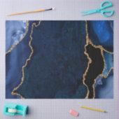 ネイビーブルーとゴールドのフェイクグリッターアゲート 薄葉紙 (クラフト)