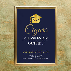 ネイビーブルーとゴールドの卒業パーティー シガーズ サイン