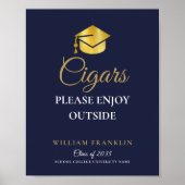 ネイビーブルーとゴールドの卒業パーティー シガーズ サイン (正面)