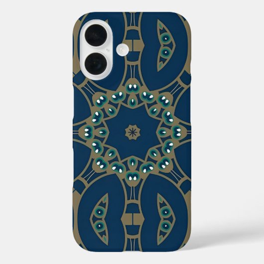 ネイビーブルーとゴールドの幾何学オクタゴンパターン Case-Mate iPhoneケース (裏面)