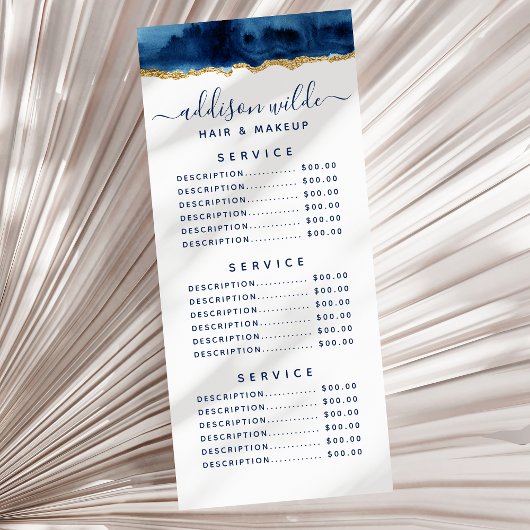 ネイビーブルーとゴールドの水彩ラックカード ラックカード