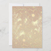 ネイビーブルーとゴールドの花柄の結婚式の披露宴 招待状 (裏面)