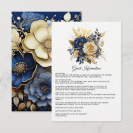 ネイビーブルーとゴールドの花柄 ウェディングゲストの詳細 エンクロージャーカード