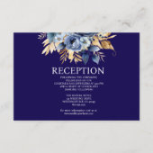 ネイビーブルーとゴールドの花柄 受付案内カード エンクロージャーカード (正面)