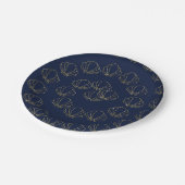 ネイビーブルーとゴールドの貝殻人魚のウェディングシャワーパーティー ペーパープレート (アングル)