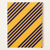 ネイビーブルーとサニーイエローの五ストライプ色のパターン プランナー手帳 (裏面)