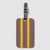 ネイビーブルーとサニーイエローの五ストライプ色のパターン ラゲッジタグ (正面縦)