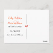 ネイビーブルーとサンゴの結婚式の日付の写真を保存 ポストカード (裏面)