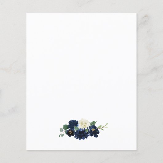 ネイビーブルーとシルバーのアイボリー結婚のエンクロージャカード (裏面)