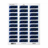 ネイビーブルーとシルバーのアガテ大理石結婚の ラベル (フルシート)