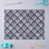 ネイビーブルーとシルバーのアールデコダイヤモンドパターン 薄葉紙 (クラフト)