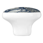 ネイビーブルーとシルバーのエレガントペイズリー セラミックノブ (側面)