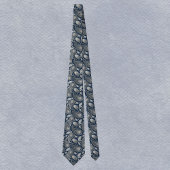 ネイビーブルーとシルバーのエレガントペイズリー ネクタイ