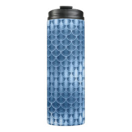 ネイビーブルーとシルバーのグリッターマーメイドスケールパターン タンブラー