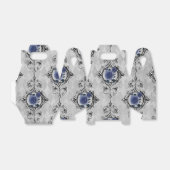 ネイビーブルーとシルバーのビクトリアン フローラル ダマスク フェイバーボックス (折り畳みなし)