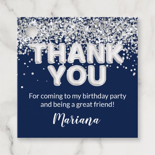 ネイビーブルーとシルバーの党の好意 フェイバータグ (正面)