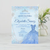 ネイビーブルーとシルバーの冬のキンチェアニエラ招待状 招待状 (スタンド正面)