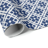 ネイビーブルーとシルバーの幾何学模様 ラッピングペーパー (ロールコーナー)