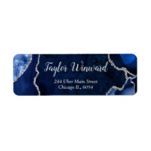 ネイビーブルーとシルバーの瑪瑙マーブル 誕生日パーティー